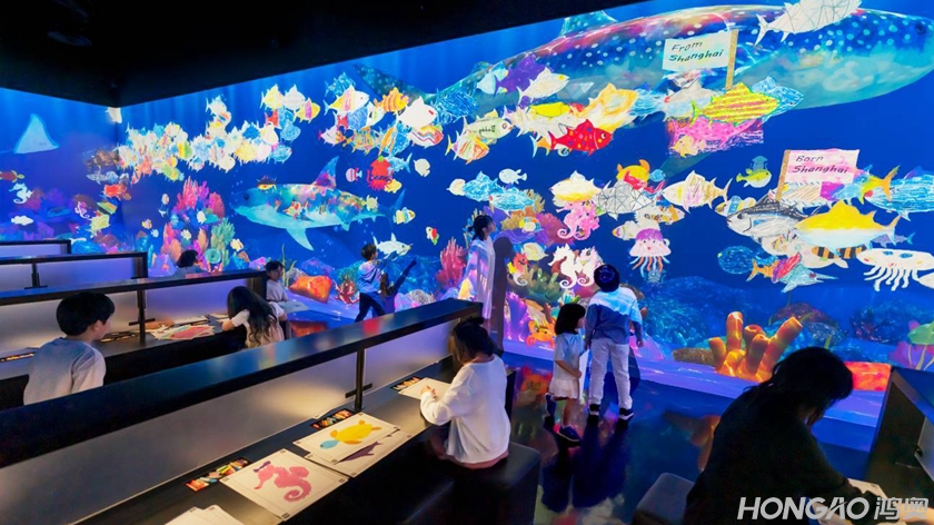 水族馆特色涂鸦互动墙面投影展示